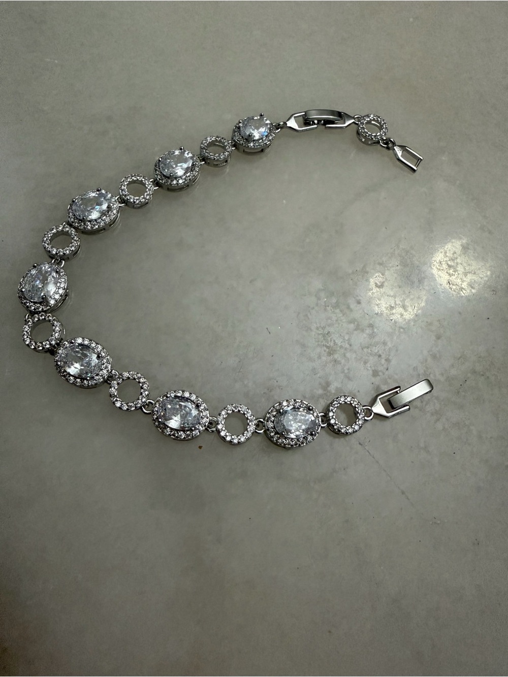 Elegant Silver-Tone Cubic Zirconia Tennis Bracelet - Clear Crystal